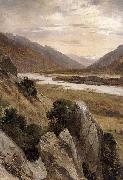 Alexandre Calame Mountainous Riverscape oil painting